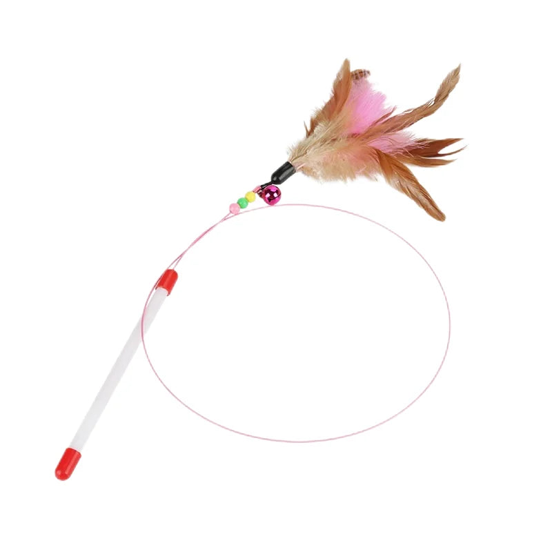1-10pc Interactive Cat Feather Toy Accessories Pet Supply Wand Kitten