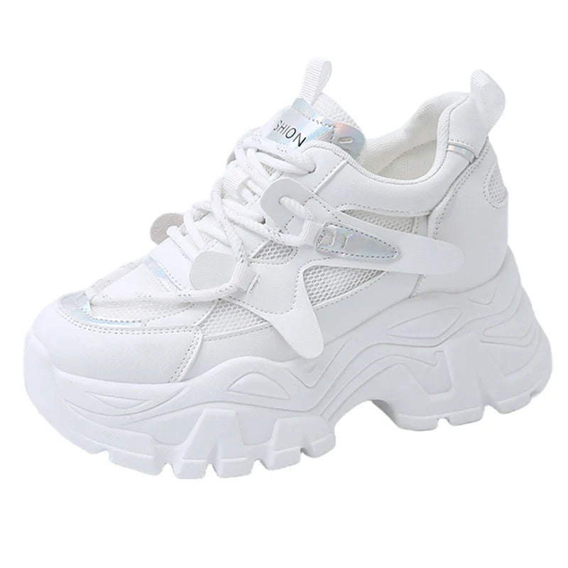 Breathable Mesh Platform Sneakers Women Spring Thick Bottom Non-Slip Casual Shoes Woman Lace-Up Chunky Sole Sports Shoes Ladies