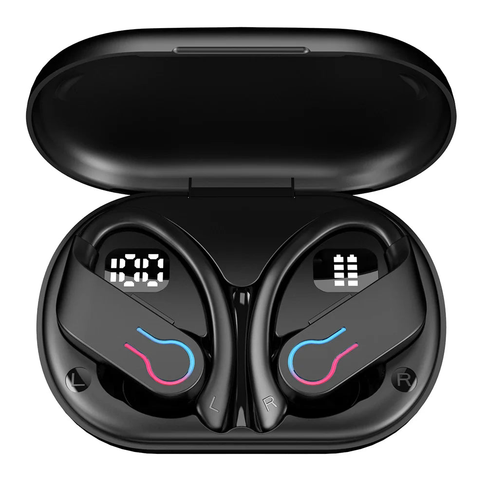 Mpow Q63 Bluetooth 5.3 Wireless Earbuds with Mic IPX7 Waterproof 200H Earphones with Hooks for Sports Running Workout Gym