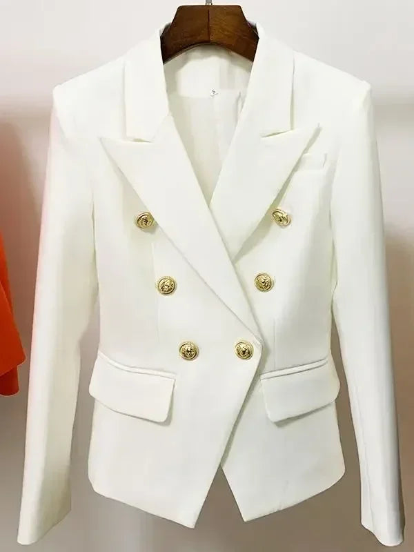 CHAQUETA DE ALTA CALIDAD Nuevo Modelo 2024 Chaqueta de diseñador para mujer Clásica cruzada con botones de león de metal Blazer Tallas S-5XL