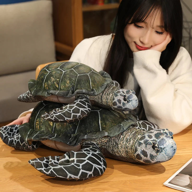 3 Sizes High Quality Realistic Sea Turtle Plush Toys Cozy Cotton Stuffed Lifelike Tortoise Toy Funny Throw Pillow Back Cushion