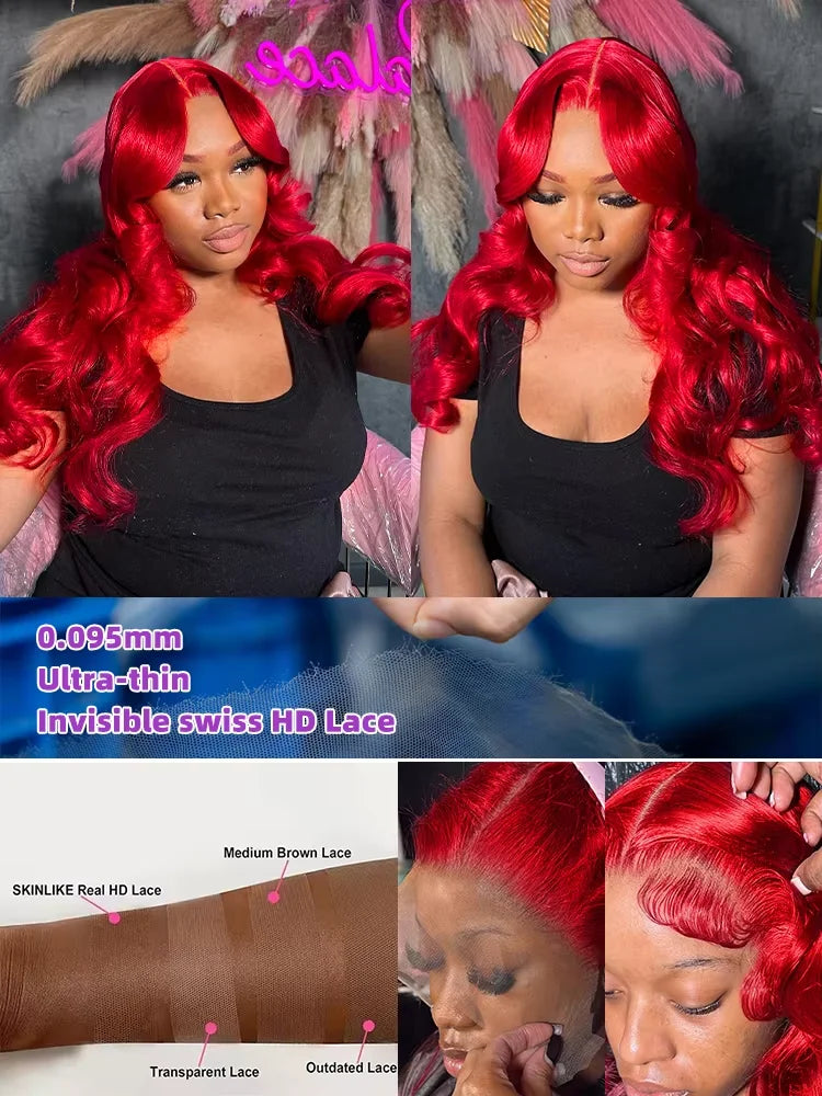 Hot Red Body Wave 13x6 HD Lace Human Hair Wig