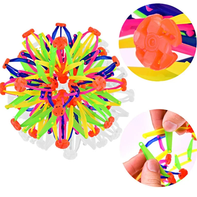 Colorful Retractable Ball Kid Magic Indoor Outdoor Flower Ball Throwing Ball Game Parent-Child Interactive Toy Kid Sensory Toys