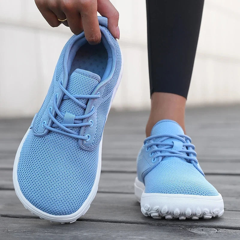 Men's and Women's Barefoot Shoes Wide Version Simple Platform Walking Sneaker Lace Up Outdoor Lightweight Casual Running Shoes