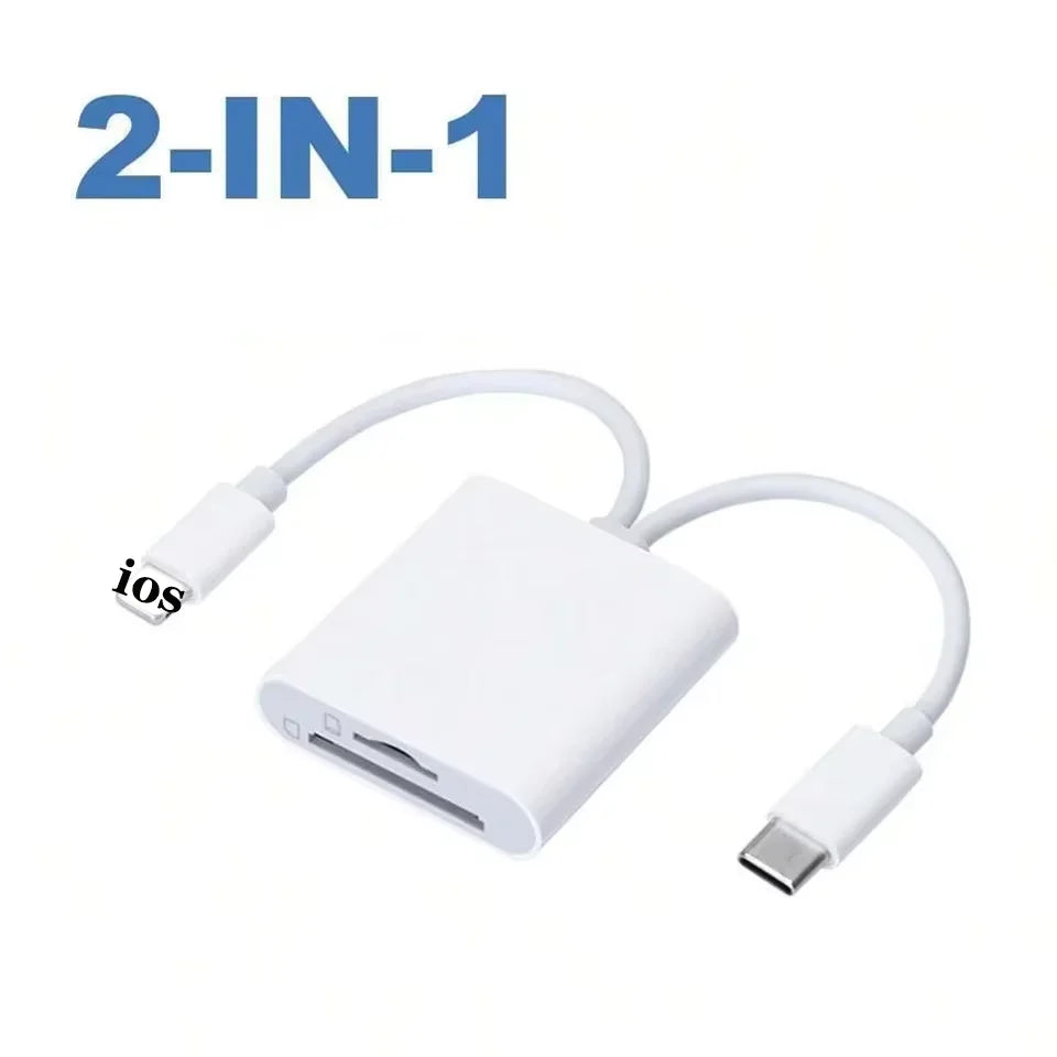 Lightning Type 2 In 1 OTG Card Reader to SD TF Memory Card Adapter For PC Laptop iPhone Multi Smart Cardreader No APP Requires