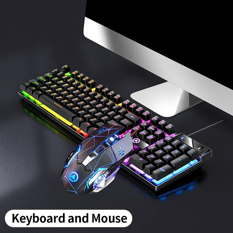 Wired Backlit Keyboard and Mouse Combo USB Ergonomic Mechanical Feel Gaming Office Keyboard Mouse Set for Desktop Laptop PC Home