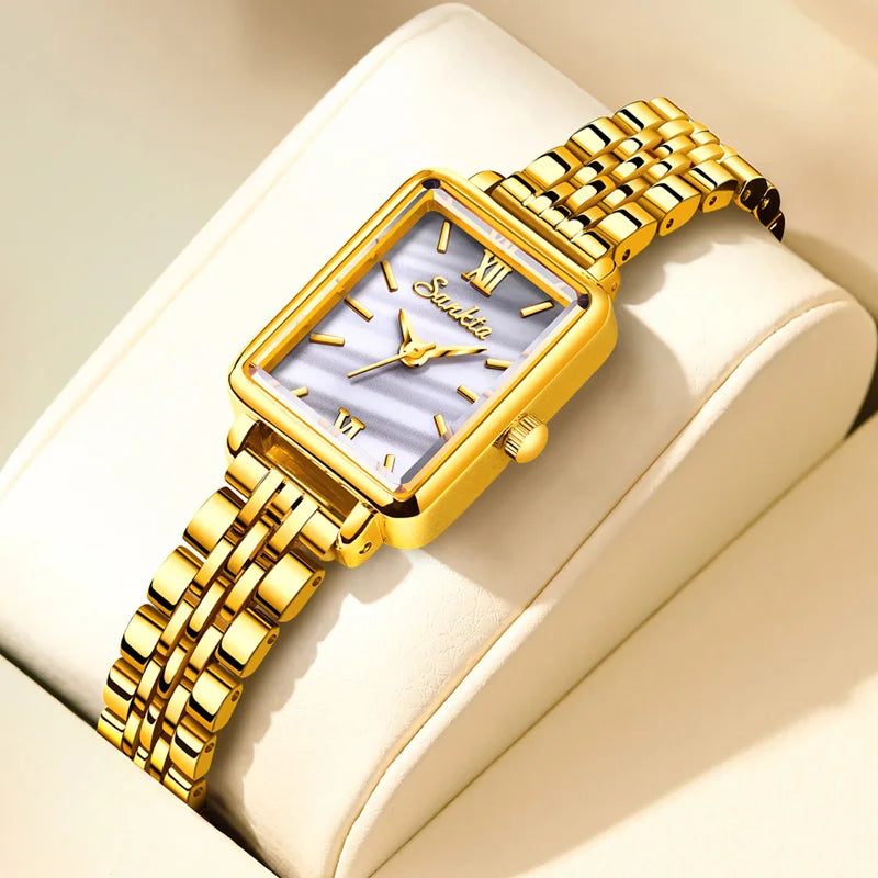 Women's Rectangular Pearl-Effect Dial Watch