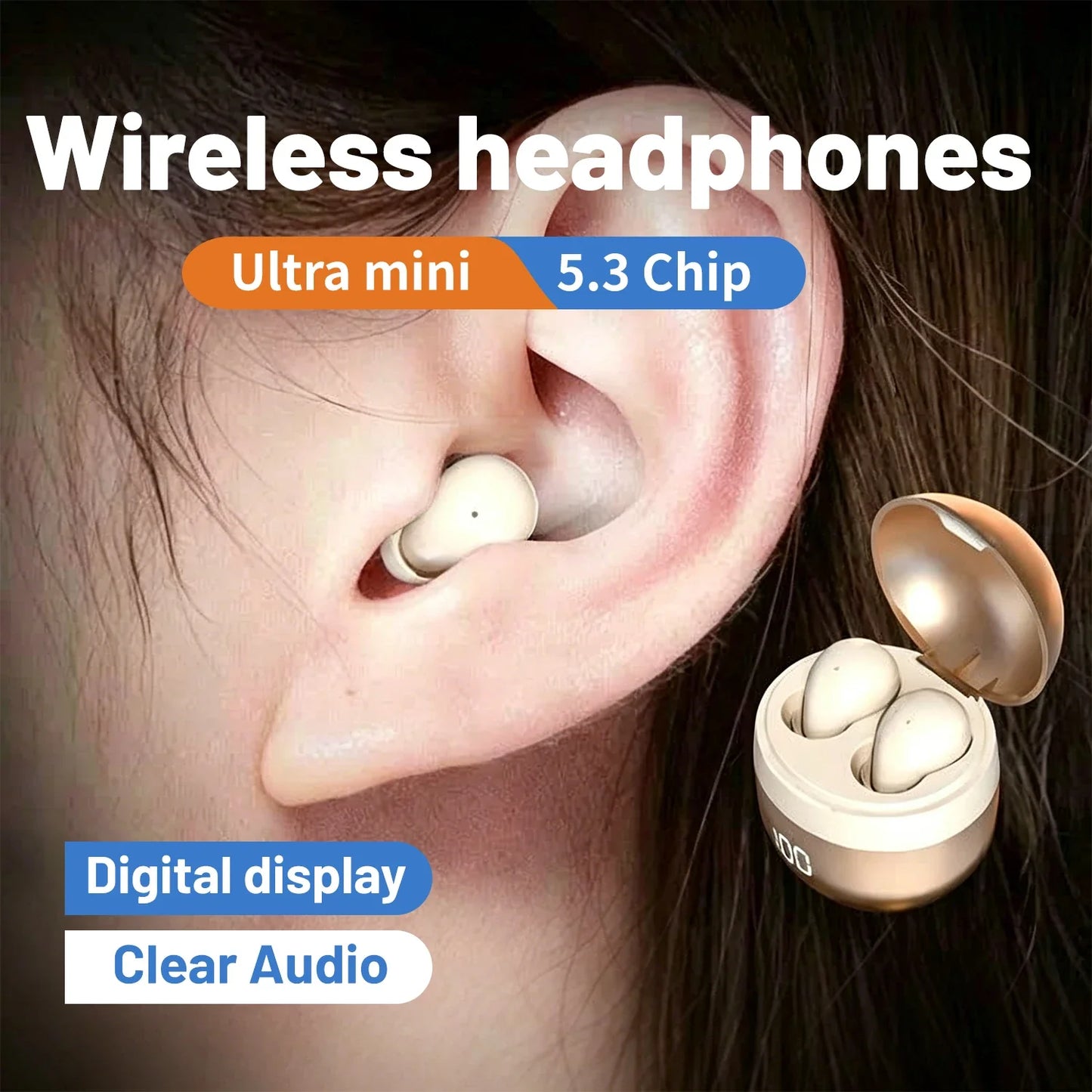 Small Wireless Bluetooth Headphones, Side Sleeping Not Pressing Ear And Sports Invisible In Ear Noise Cancelling Earphones, Low Latency, Long Battery Life HiFi Bass 6D Sound Effect Sleep Earbuds For Android IOS, Surprise Birt
