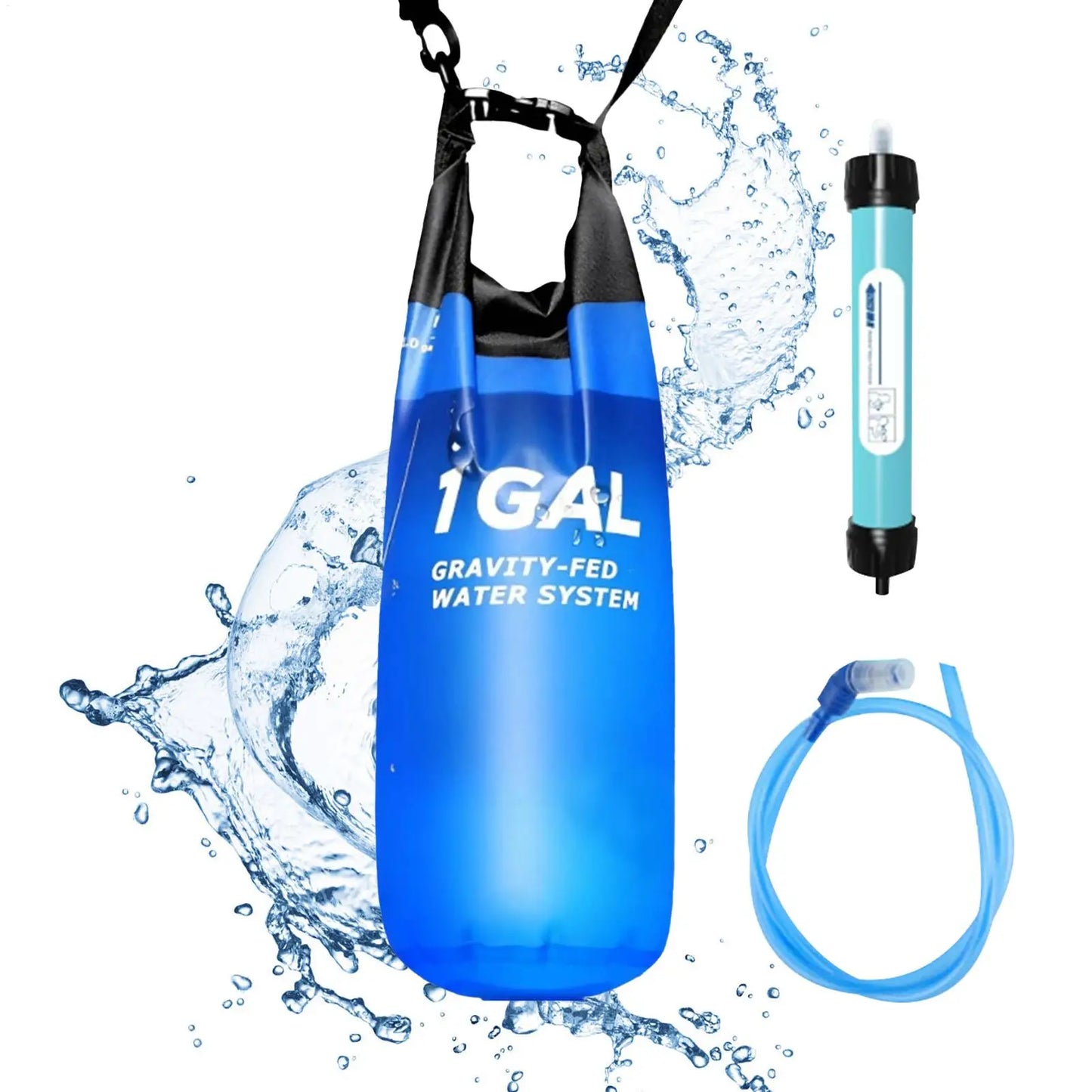 Camping Gravitys Water Bag With Water Filter And Hose Folding Water Filter Straw Water Bag Filtering Bucket Bag Survival Gear