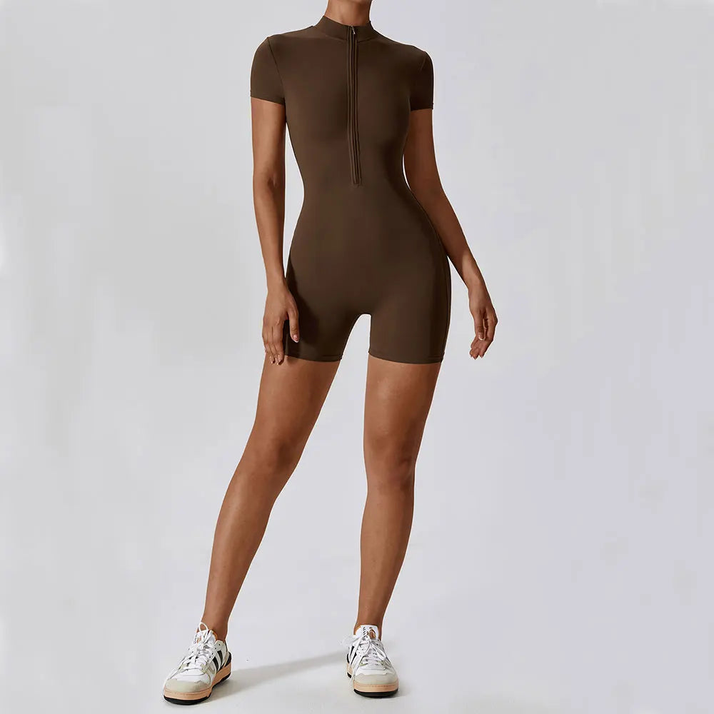 Body de yoga con cremallera y manga corta ZenFit