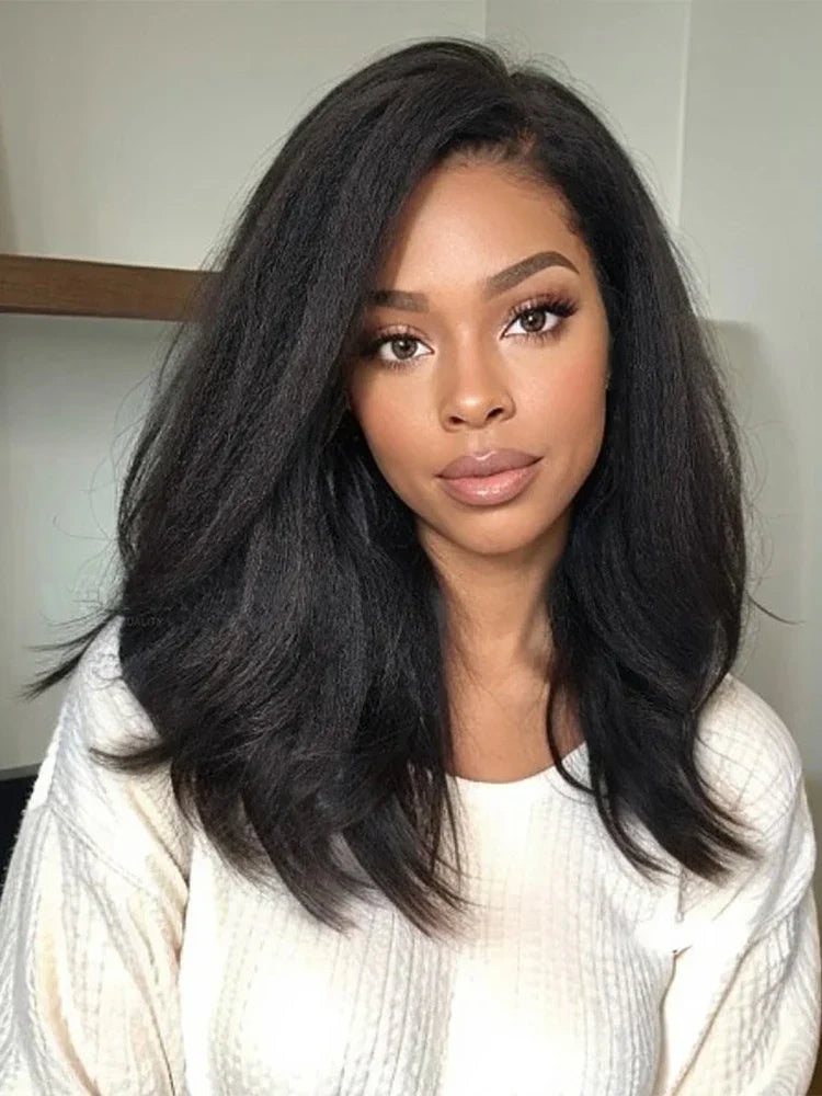 Peluca frontal de encaje completo, 13x6, rizada, lisa, de cabello humano, Yaki, recta, de encaje frontal, brasileña, sin pegamento, pre-arrancada para mujeres