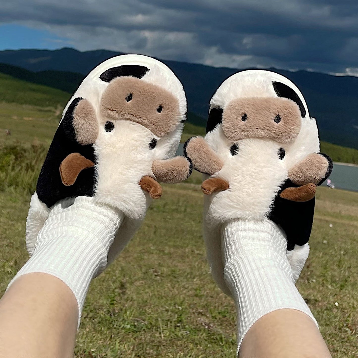 Pantuflas de vaca peludas