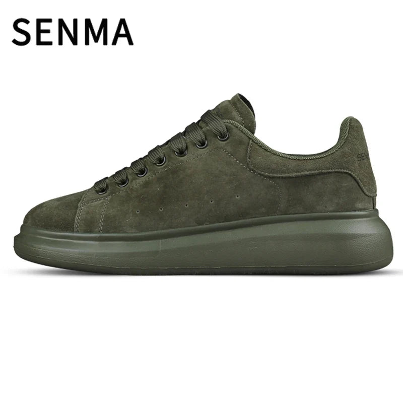 SENMA Genuine Leather Couple Skateboarding Shoes Men's and Women's Versatile Casual Shoes Thick Bottom Sports Shoes Men Sneakers