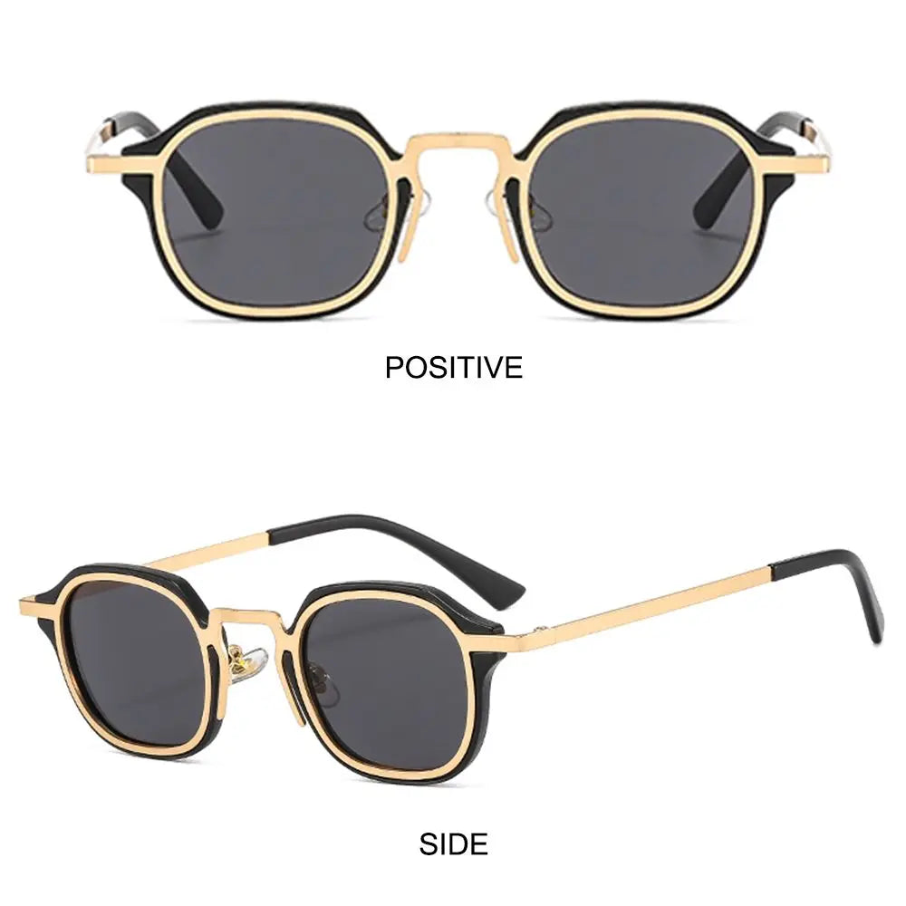 Fashion Small Square Sunglasses for Women Men Retro Tea Brown Punk Shades Vintage Trendy Driving Sun Glasses