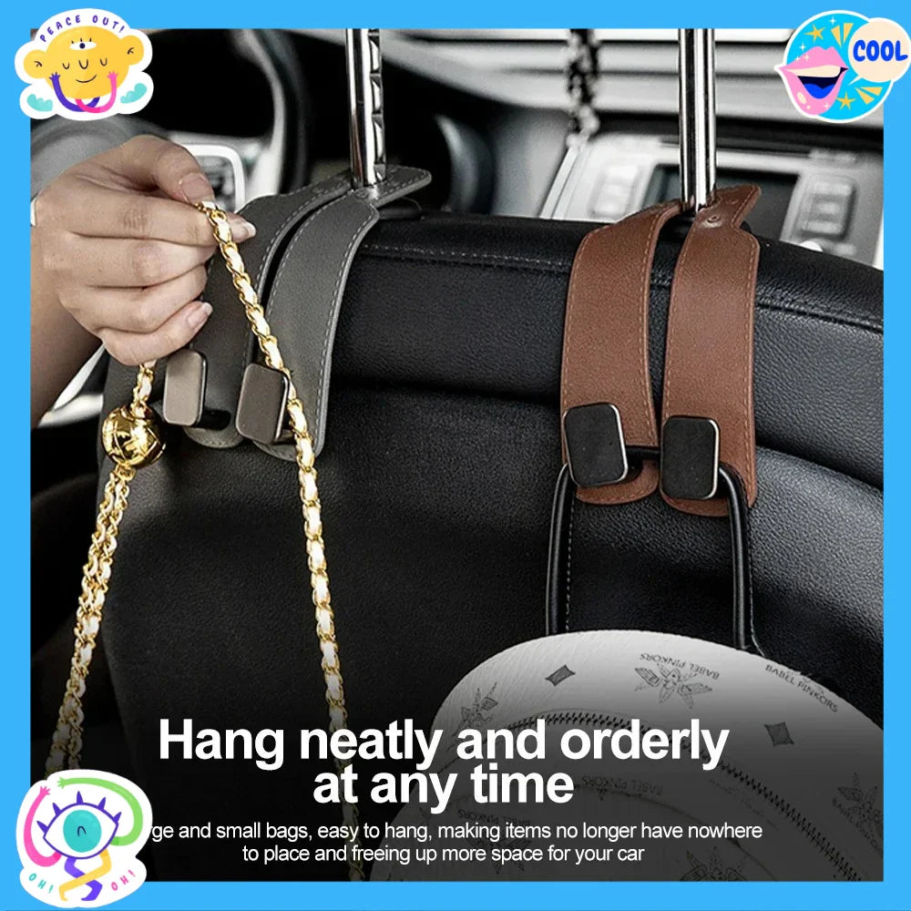 Gancho trasero para asiento de coche de gamuza con doble cabeza, gancho pequeño de almacenamiento trasero, suministros de decoración interior del coche