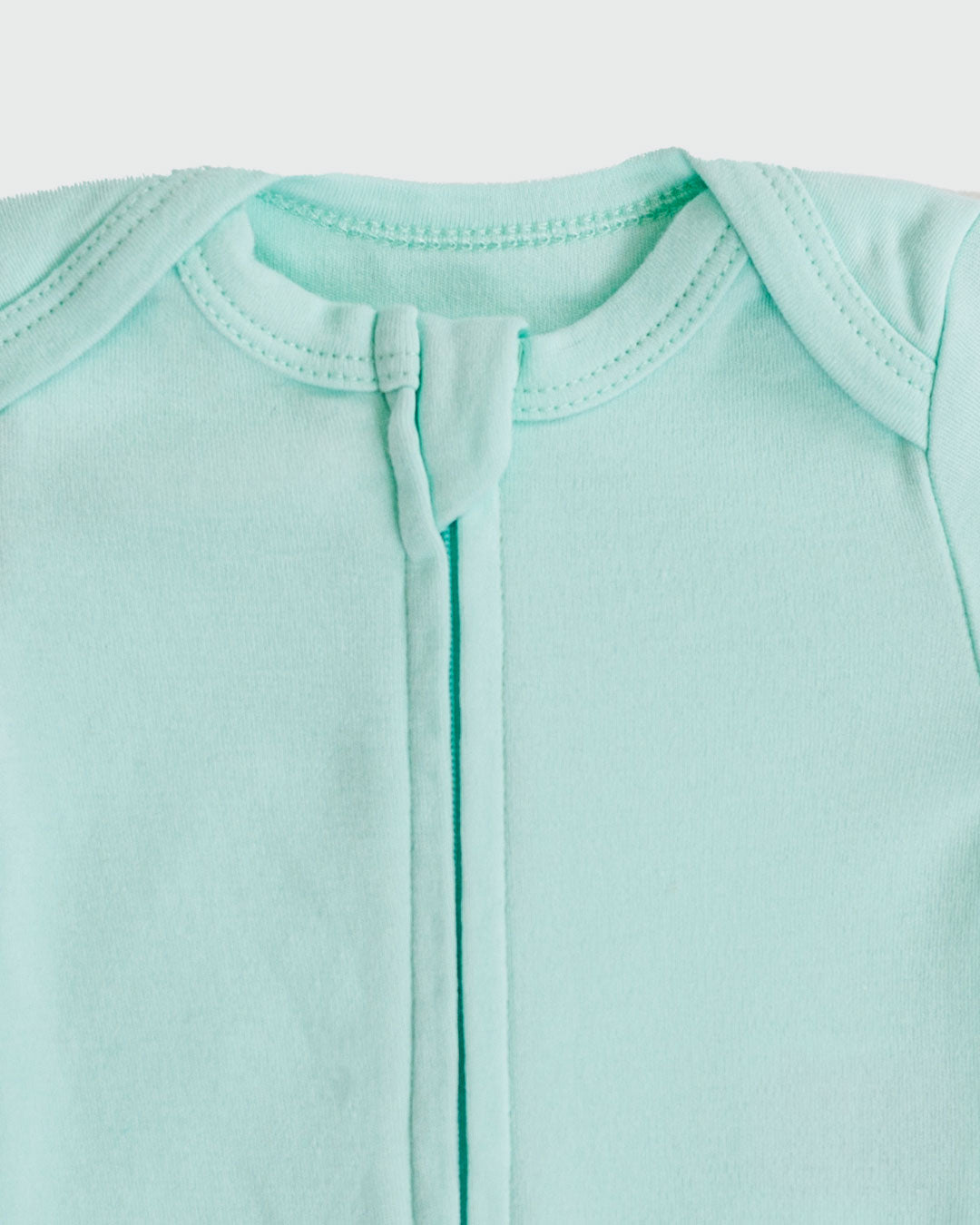 Long Sleeve Zipper Bodysuit in Seafoam, 3-6M