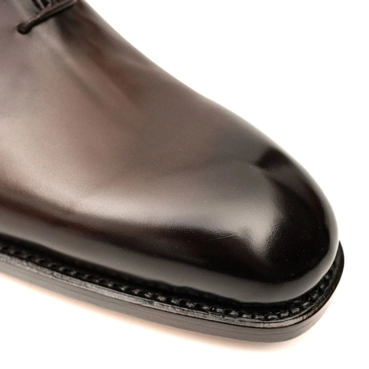 Dark Brown Plain-Toe Cow Leather Oxford Shoes