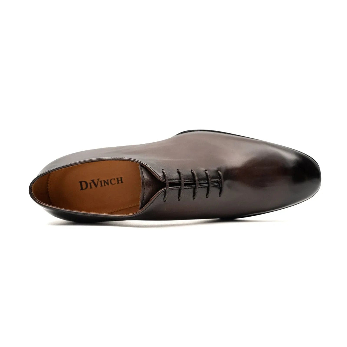 Dark Brown Plain-Toe Cow Leather Oxford Shoes