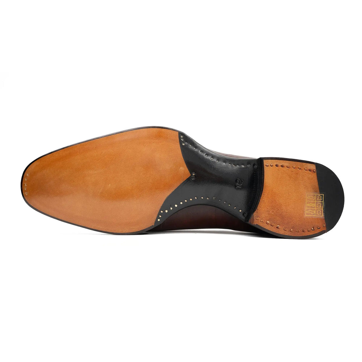 Brown Plain-Toe Calf Leather Oxford Shoes