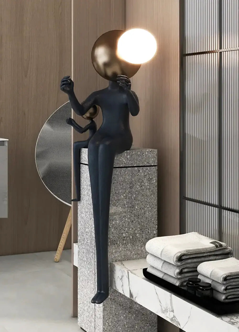 Lámpara de pie Escultura Doble Figura Sentada