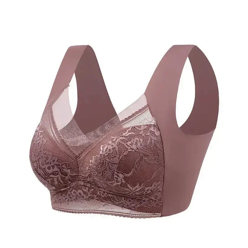 L-6L Mujeres Sujetador Grande Push Up Seda de Hielo Sin Costuras Sujetador Bralette Encaje Sin Aros Sujetadores de Verano Talla Grande Lencería Ropa Interior 15019