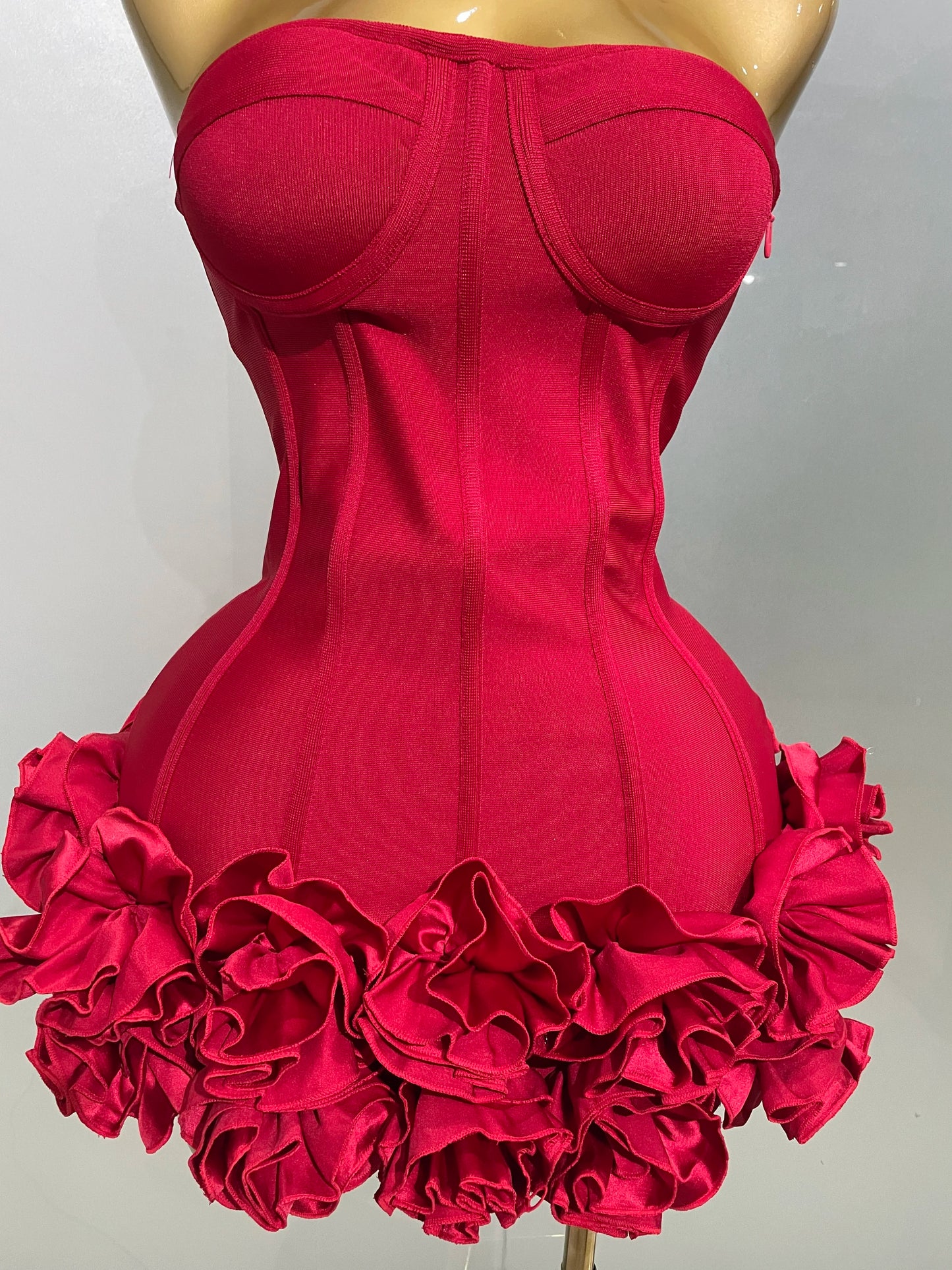 Sexy Evening Bandage Dress Strapless Bodycon Flowers Mini Celebrity