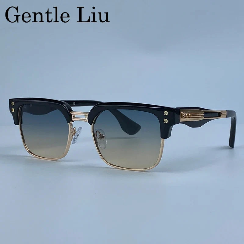 Retro Photochromic Classic Square Punk Sunglasses Men Metal Frame Driving Sun Glasses Male Vintage Luxury Brand Eyewear Shades