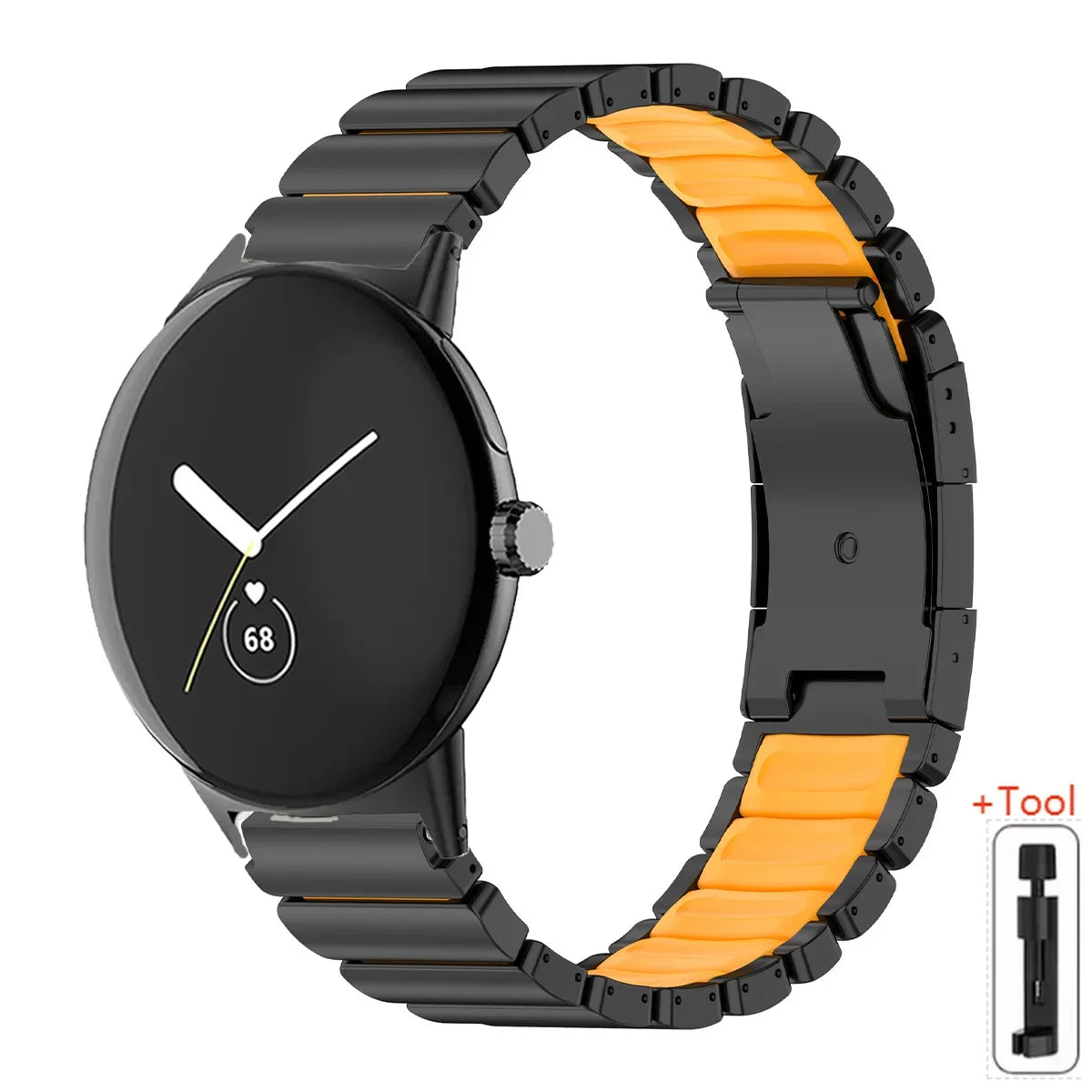 Google Pixel Watch 5, 4 & 3 45mm Titanium & Silicone Link Band