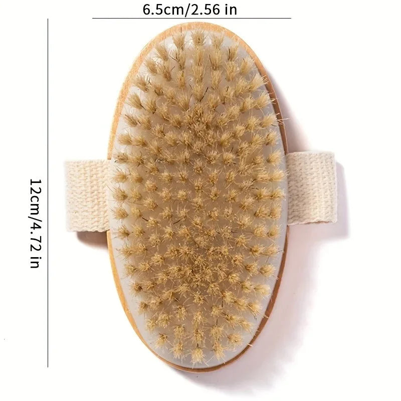 Natural Bristle Shower Brush | Gentle Exfoliating & Skin Renewal | Home Spa Massager | Perfect for Back Scrubbing & Body Care
