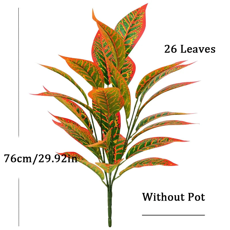 Dlight Decor 76cm Magnolia Banyan Leaf Branch with Green Sansevieria Accents