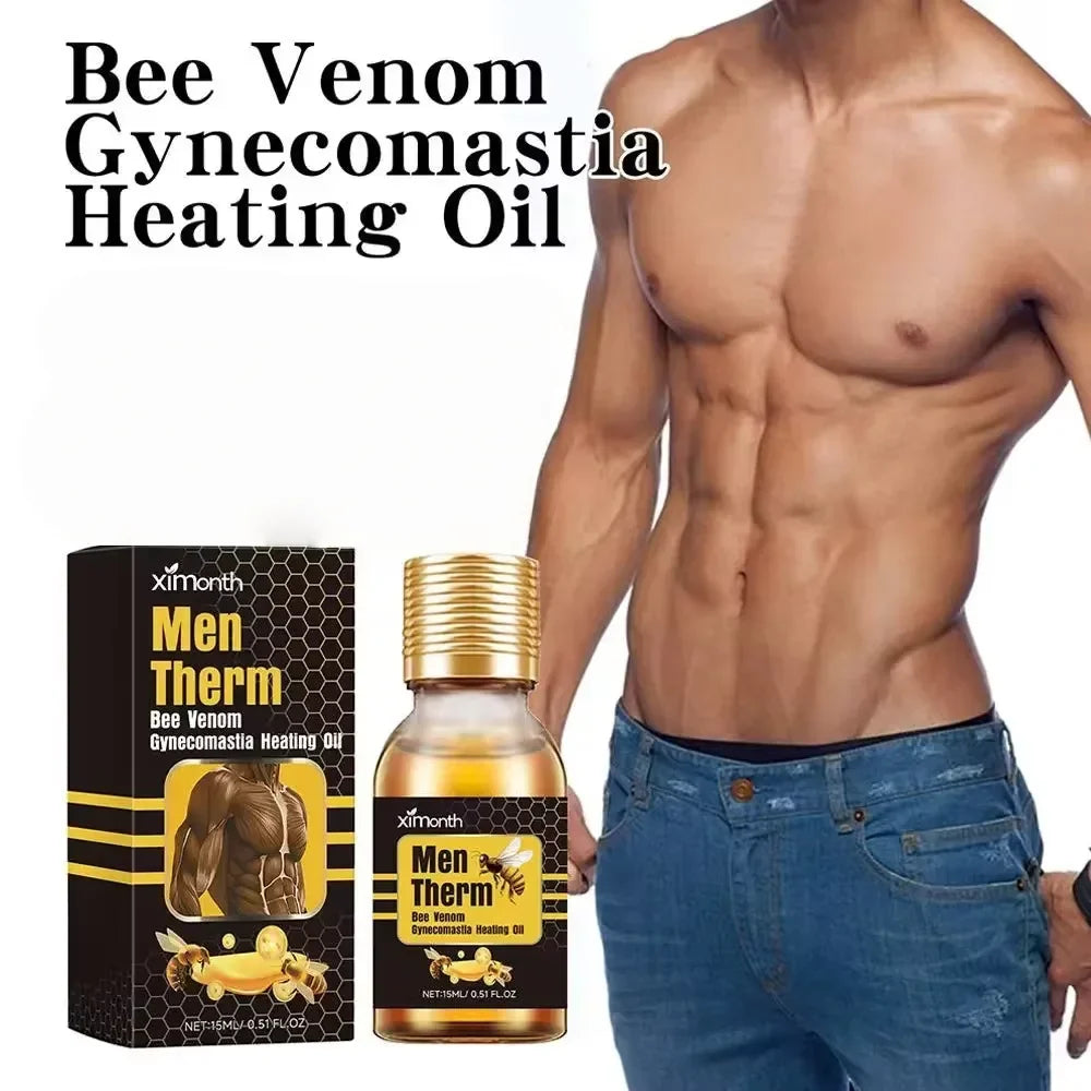15ml Men's Bee Male Breast Warming Oil Chest Firming Massage Serum Chest Firming Oil Skin Care
