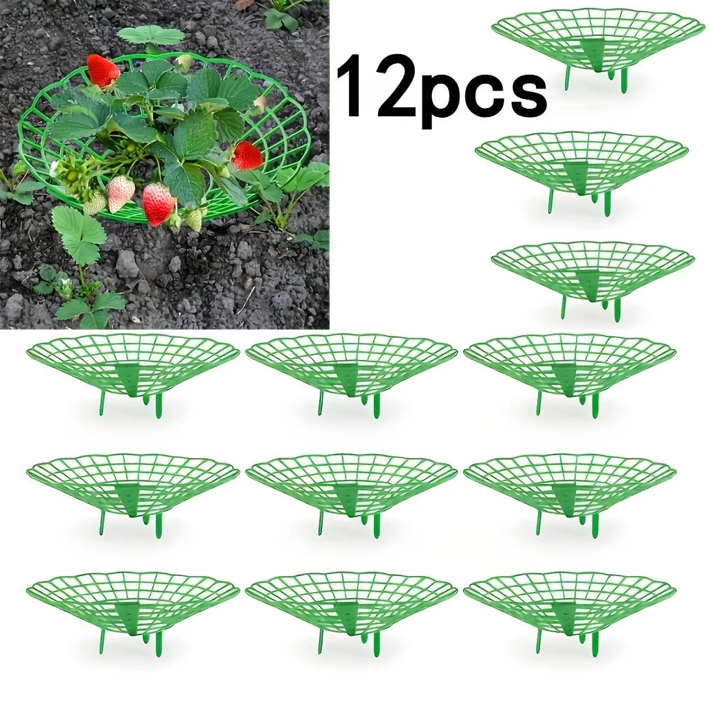 12pcs Green Strawberry Planting Rack, 3 Sturdy Legs Stand Planter Pot