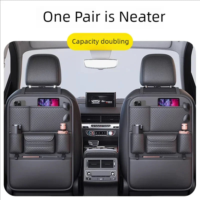 Multi-functional Car Seat Back Organizer High-Capacity Multi-Pocket Backseat Storage Bag Wear-Resistant Anti Kick Mat