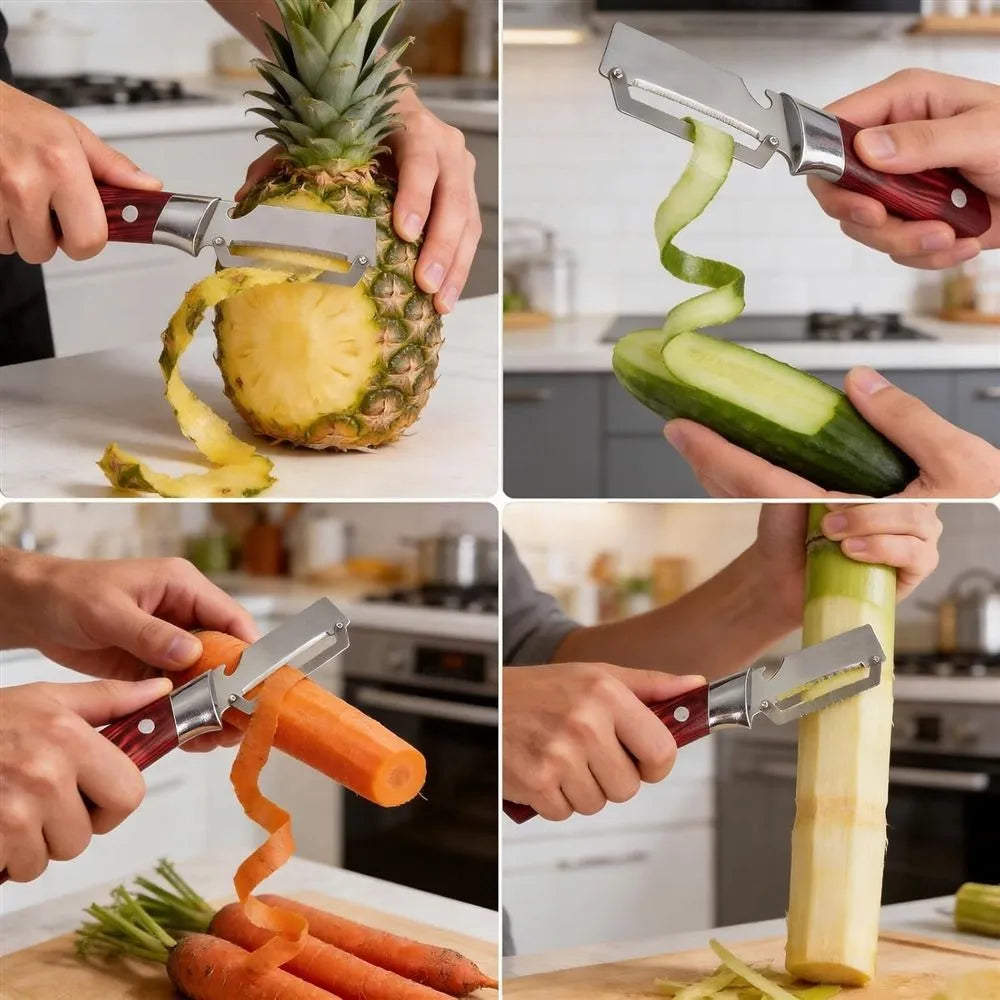 2Pcs Multifunctional Stainless Steel Vegetable Peeler, 2-in-1 Kitchen Tool With Bottle Opener, Ergonomic Gift For Cooking Lovers