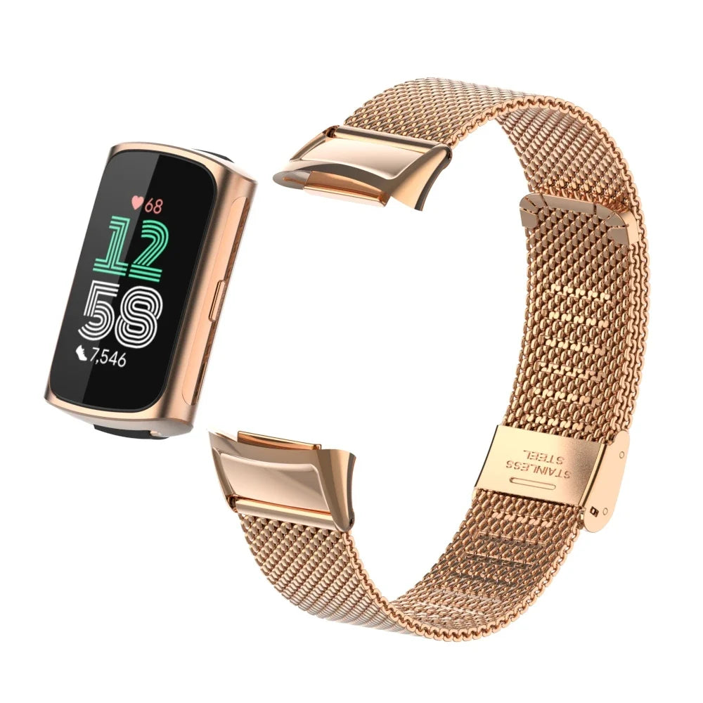 Fitbit Charge 5 & 6 Stainless Steel Mesh Band with Clasp