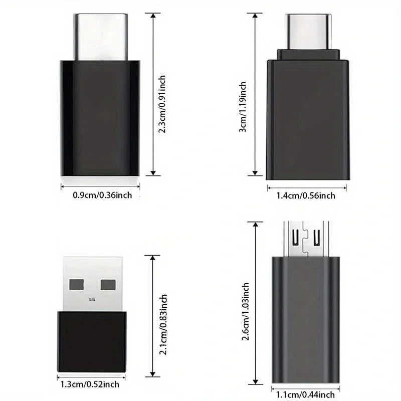 8pcs USB to USB C Adapter, USB Type C Female to USB Adapter, Micro USB to USB C Female Male Converter Connector, for Laptop Car