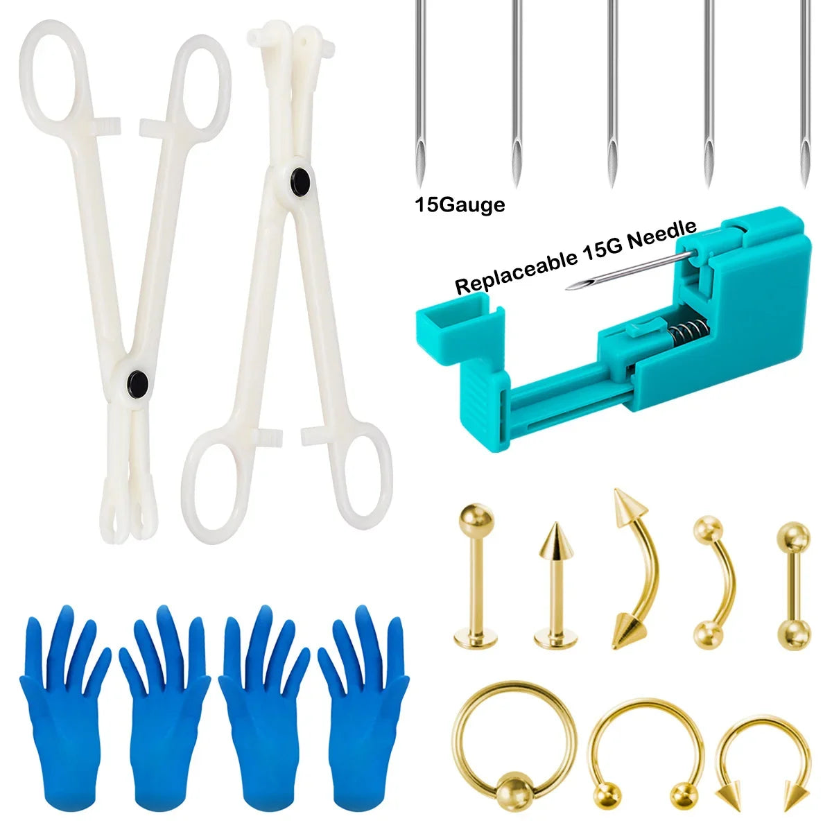 Body Piercing Tool Kit Easy to Use Body Piercing Gun Lip Nose Tongue