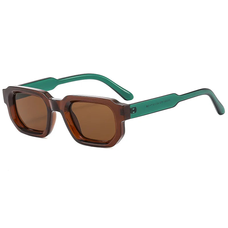Ins Popular Fashion Square Rivets Men Sunglasses Vintage Punk Gradient Women Trending Green Sun Glasses Shades UV400