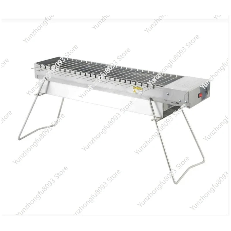 Camping Grill Rack Automatic Flipping Barbecue Machine, Folding Charcoal BBQ Machine Outdoor Camping Tool