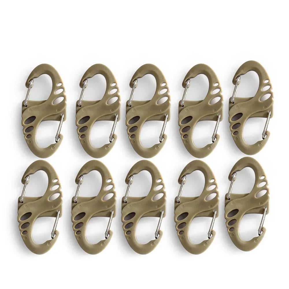 10PCS Stainless Steel Backpack Buckle S Type Handmade Carabiner with Lock Silver Necklace Clasps Jewelry Accessories