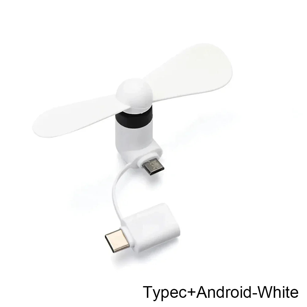 Mini USB Fan Flexible Cooling hand Fan portable Fans Summer Cool laptop Desktop Cell Phone Cooler 2 in 1 Micro USB Type-C plug