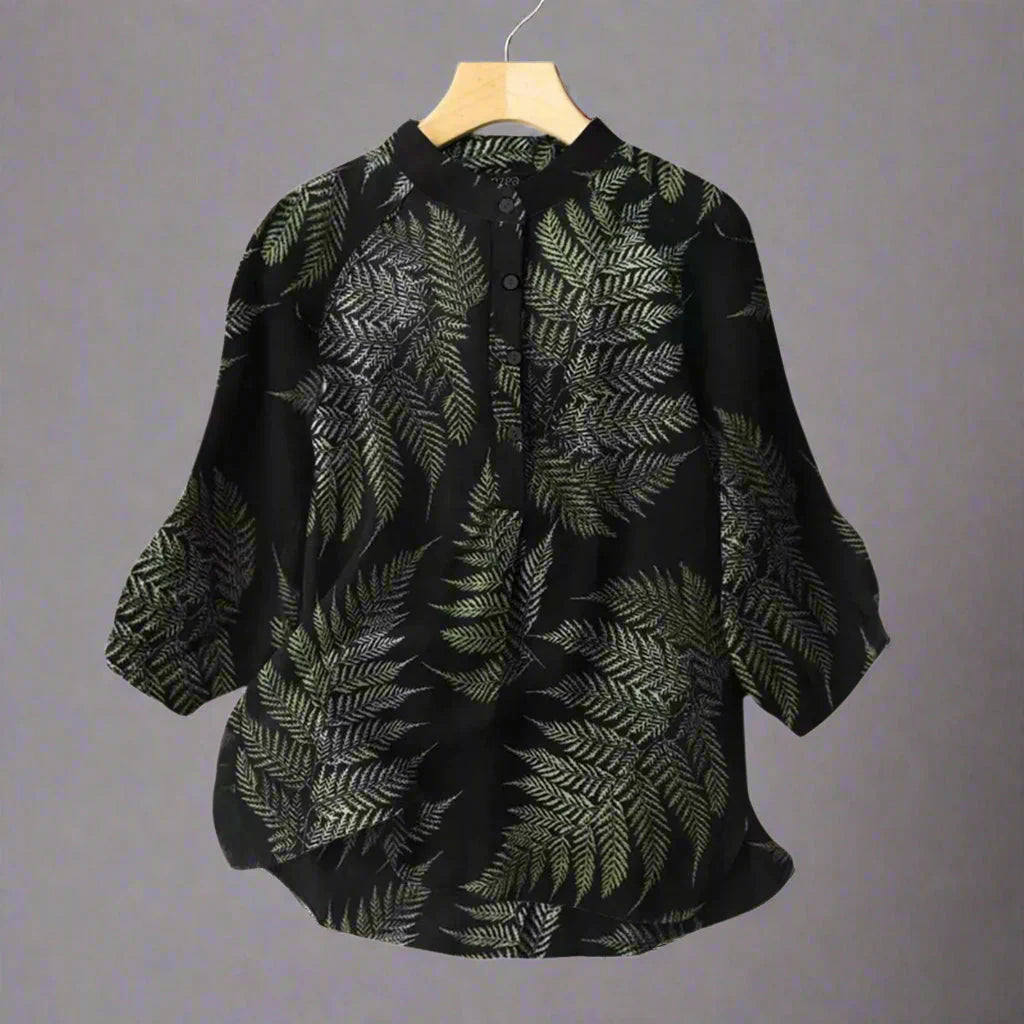 Blusa vintage de algodón y lino con botones