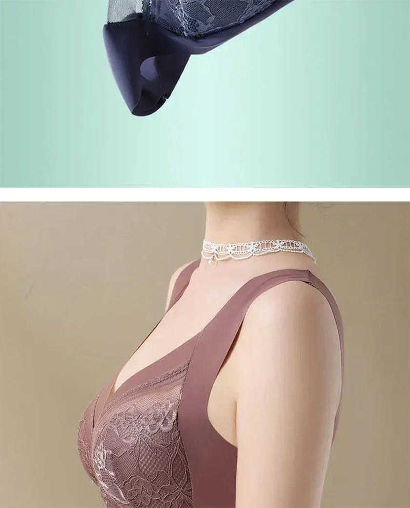 L-6L Mujeres Sujetador Grande Push Up Seda de Hielo Sin Costuras Sujetador Bralette Encaje Sin Aros Sujetadores de Verano Talla Grande Lencería Ropa Interior 15019