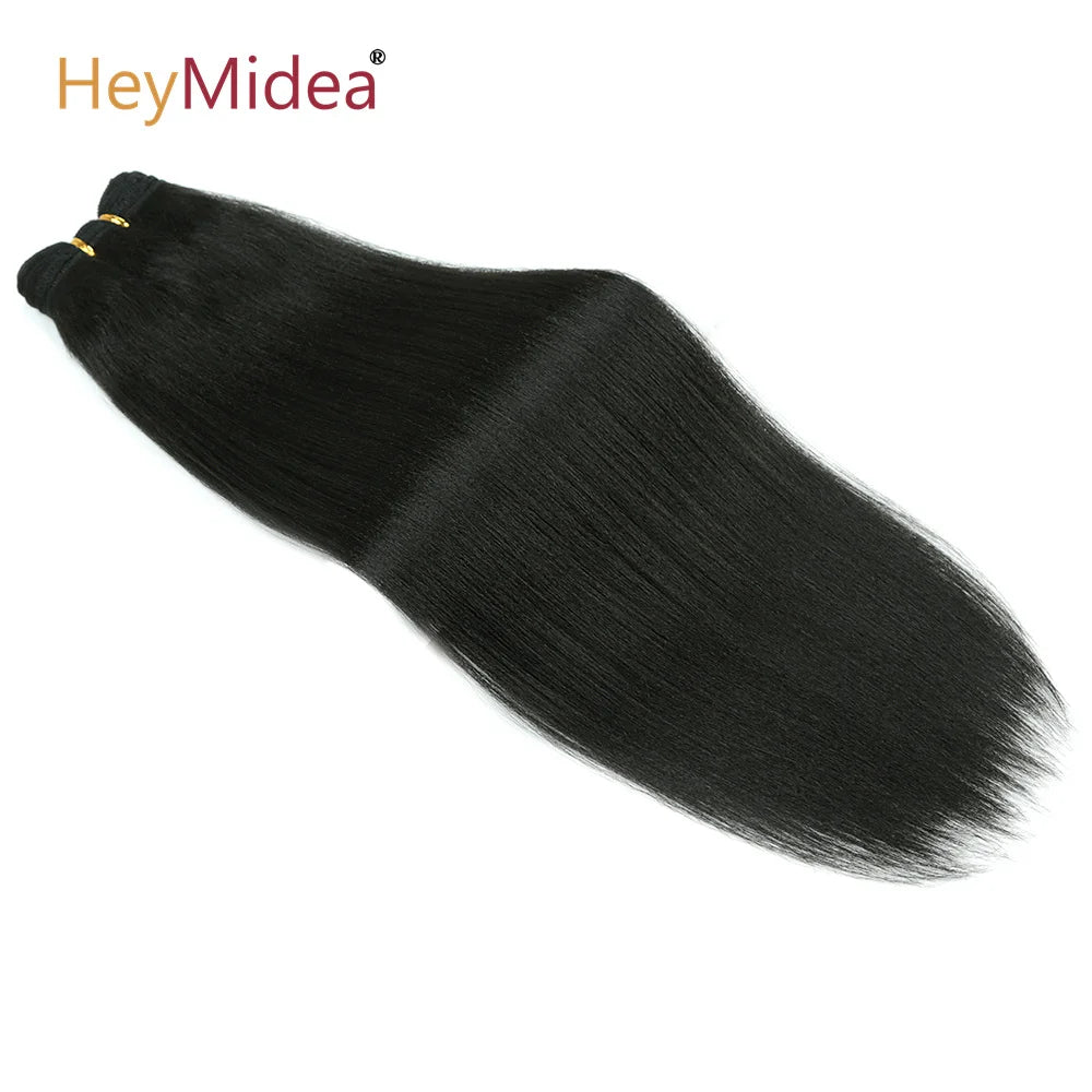 Extensiones de Pelo Liso de 18 Pulgadas, Extensiones de Pelo Sintético Yaki Liso de Salón, Tejido de Pelo Sintético de Lleno a Puntas