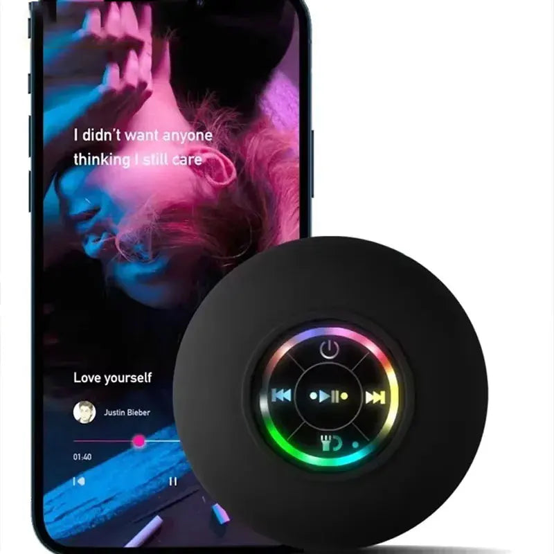 SOUNDCRASH | IPX4 Wall-Stick Chaos Blaster – LED Mini Bluetooth Shower Speaker for Degenerates on Tour