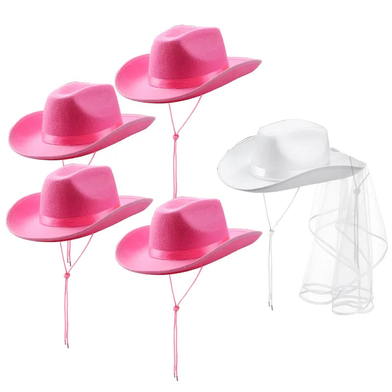 5-12Set Cowgirl Cowboy Hats Bachelorette Cowboy Hats for Bridal Shower Wedding Rhinestone Bandana Heart Glasses for Last Disco