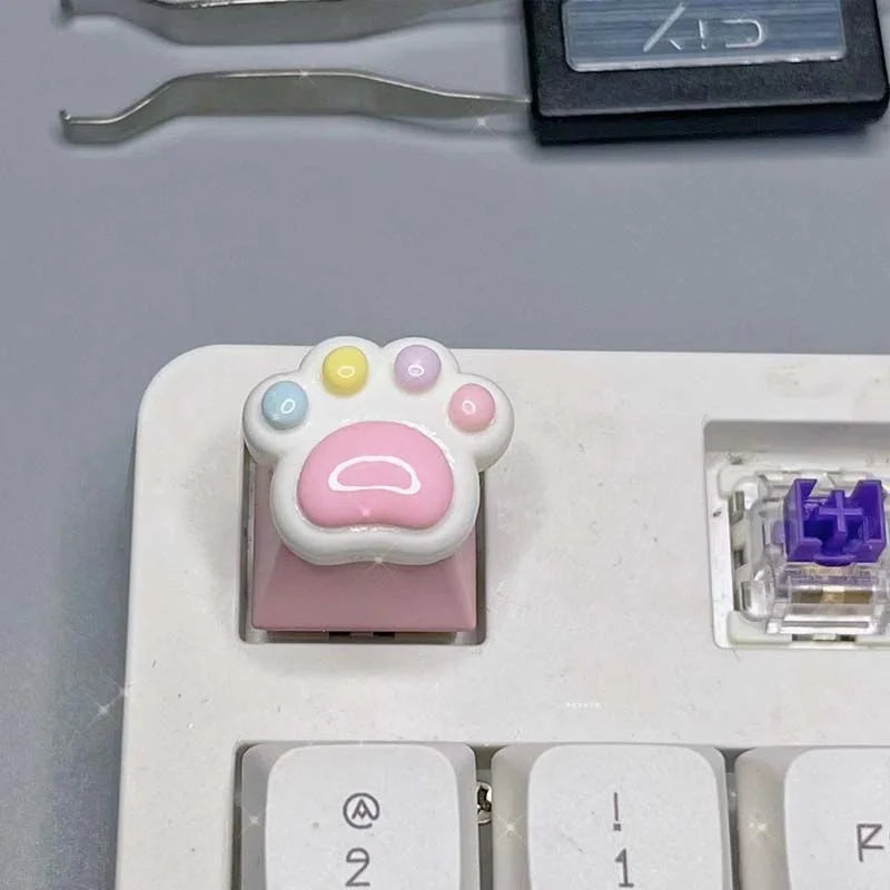 Teclas de teclado Rainbow Beans con diseño de pata de gato