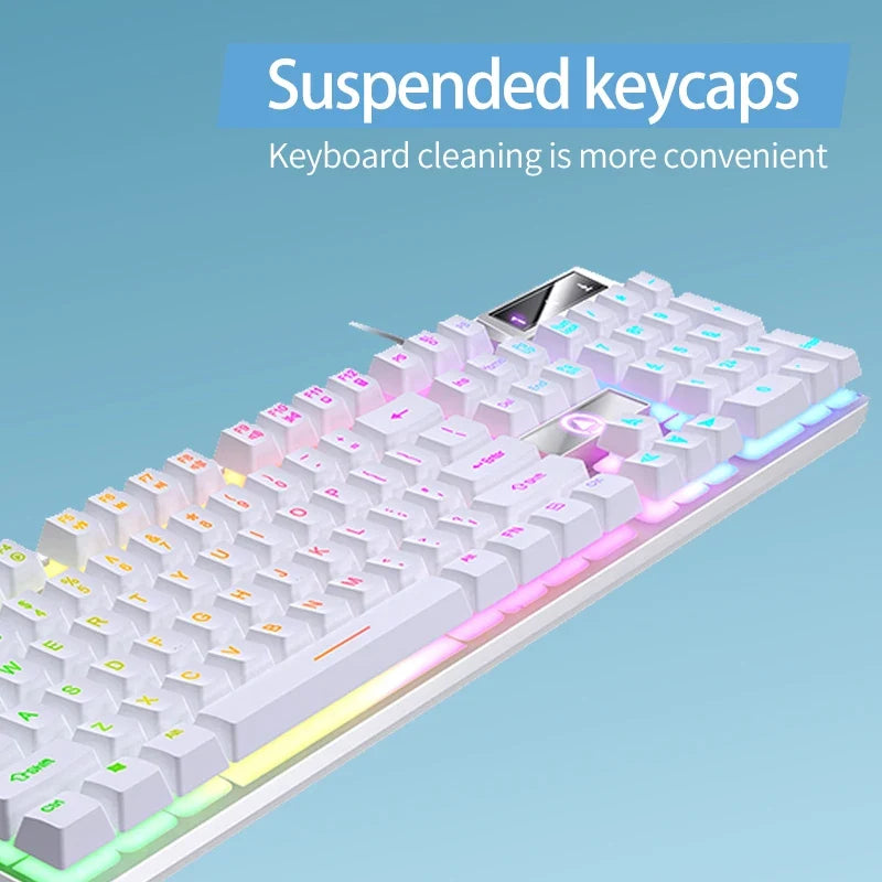 Wired Backlit Keyboard and Mouse Combo USB Ergonomic Mechanical Feel Gaming Office Keyboard Mouse Set for Desktop Laptop PC Home