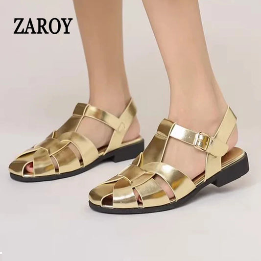 ZAROY Women Sandals Summer 2026 Newest Female Shoes Elegant Office Ladies Sandals Casual Soft Beach Flat Sandalias Roman Zapatos