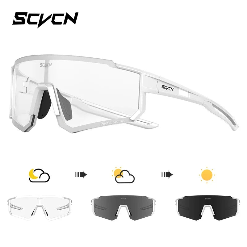 SCVCN Photochromic Cycling Glasses UV400 Protection Sports Running Sunglasses TR90 Men Women for MTB Bicycle Goggles Drving